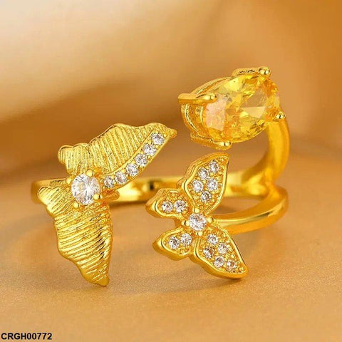 CRGH00772 ZFQ Double Butterfly Stone Ring Adjustable - CRGH