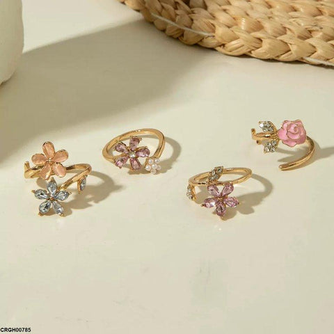 CRGH00785 YYE Flower 4 Midi Rings - CRGH