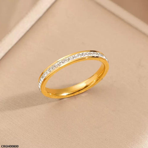 CRGH00800 DGF Stainless Steel Round Stone  Ring - CRGH