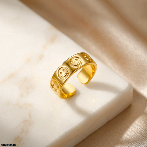 CRGH00848 NMS Smile Emoji Stainless Steel Ring Adjustable - CRGH