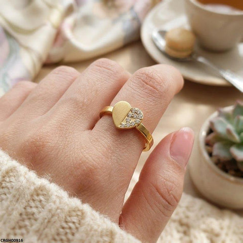 CRGH00916 MOX Stainless Steel Heart Stone Ring - CRGH