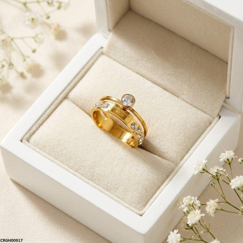 CRGH00917 MOX Stainless Steel Round Stone Ring - CRGH