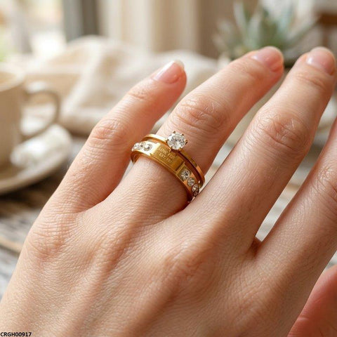 CRGH00917 MOX Stainless Steel Round Stone Ring - CRGH