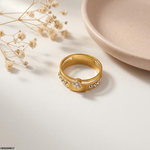 CRGH00917 MOX Stainless Steel Round Stone Ring - CRGH