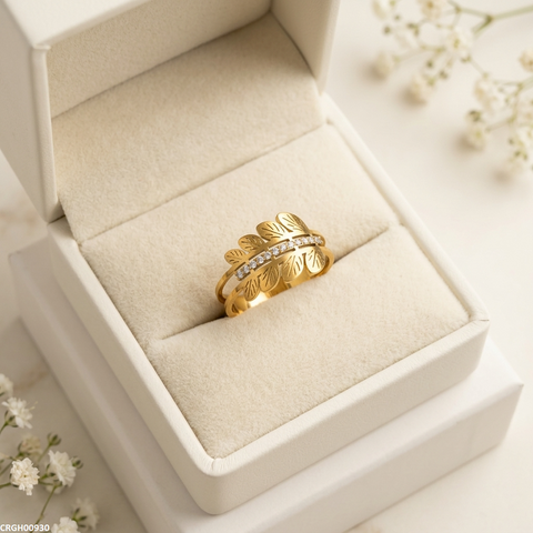 CRGH00930 MOX Stainless Steel Double Leaf Ring - CRGH