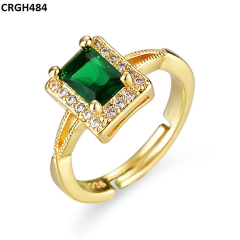 CRGH484 ZFQ Greenish Square Adjustable Ring - TRGH