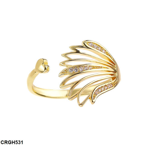 CRGH531 QWN Feather Heart Ring Adjustable - CRGH