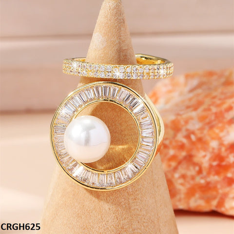 CRGH625 WXL Pearl White Cocktail Ring Adjustable - CRGH