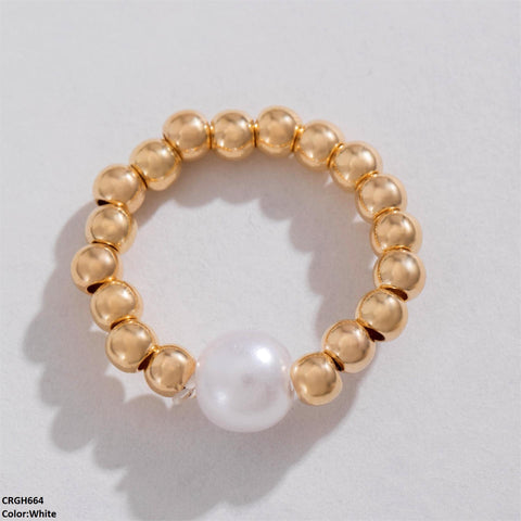 CRGH664 YYE Pearl Round Ring Adjustable - CRGH