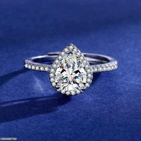 CRSH00750 JJF Sparkling Teardrop Adjustable Ring - CRSH