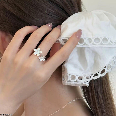 CRSH00755 WNS Double Flower Ring Adjustable - CRSH