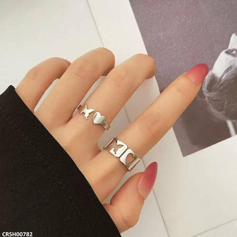 CRSH00782 LSH Heart/Butterfly Double Ring Adjustable - CRSH