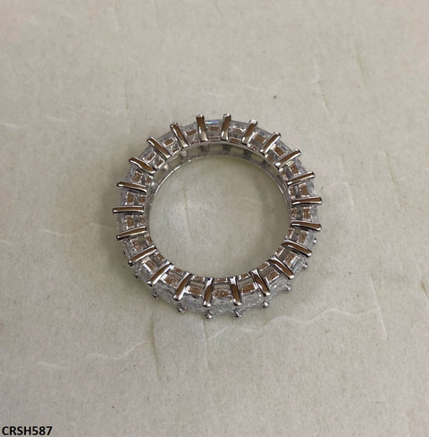 CRSH587 WKO White Baguette Link Ring - CRSH