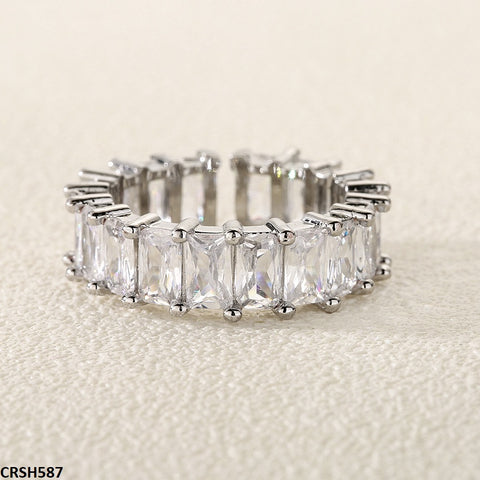 CRSH587 WKO White Baguette Link Ring - CRSH