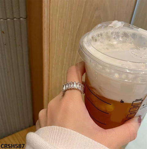 CRSH587 WKO White Baguette Link Ring - CRSH