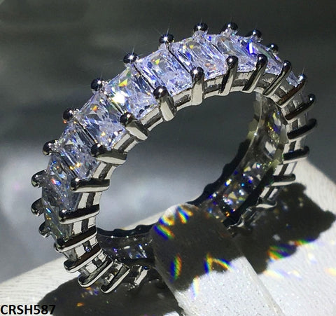 CRSH587 WKO White Baguette Link Ring - CRSH