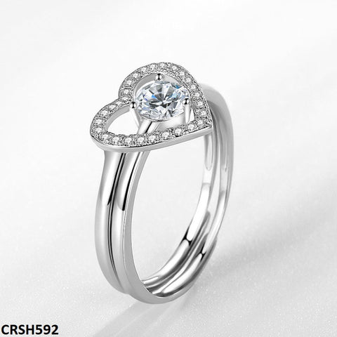CRSH592 ZFQ Heart Twin Ring Adjustable - TRSH