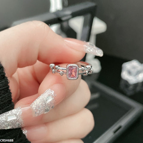CRSH688 SJS Stylish Pink Stone Ring Adjustable- CRSH