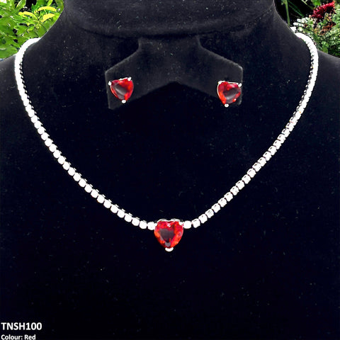 TNSH100 DNG Square Heart Necklace Set - TNSH