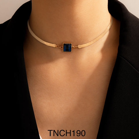 TNCH190 YYE Check Blue Box Snake Neck Pendant - TNCH
