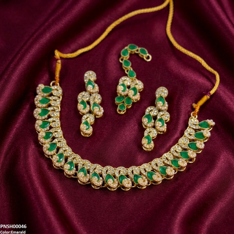 PNSH00046 MZM Tera Stones Necklace Set - PNSH