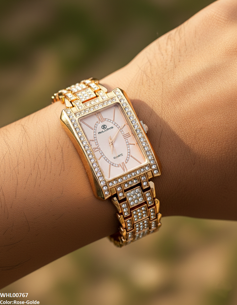 WHL00767 ZWA Rectangle Stone Bezel Women's Watch - WHL