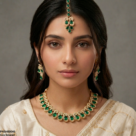 PNSH00046 MZM Tera Stones Necklace Set - PNSH