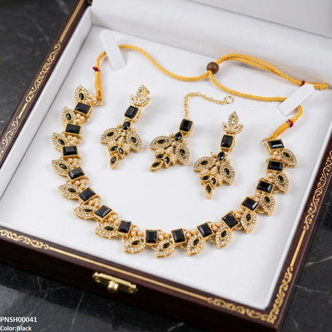 PNSH00041 MZM Marquise  Necklace Set - PNSH