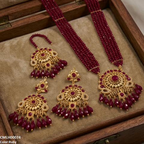 CMLH00074 MZM Flower Pearl Drop Mala Set  - CMLH