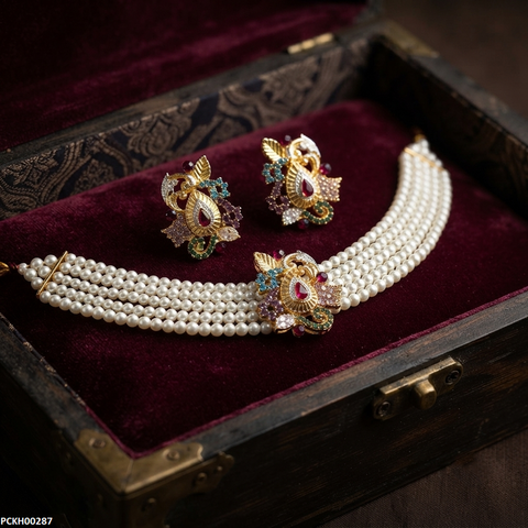 PCKH00287 ABD Tear/Leaf  Golden Choker Set - PCKH