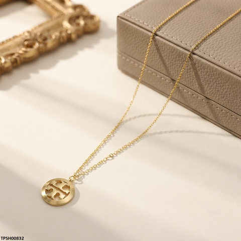 TPSH00832  ALQ Stainless Steel Round Double T Pendant - TPSH