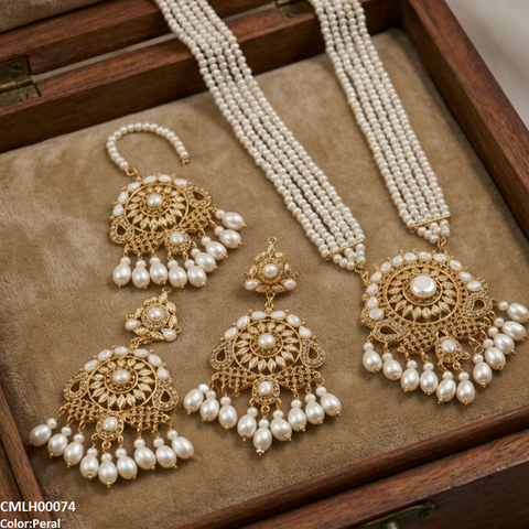 CMLH00074 MZM Flower Pearl Drop Mala Set  - CMLH