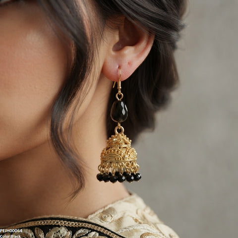 PEJH00064 SDQ Filigree Jhumki Earrings - PEJH