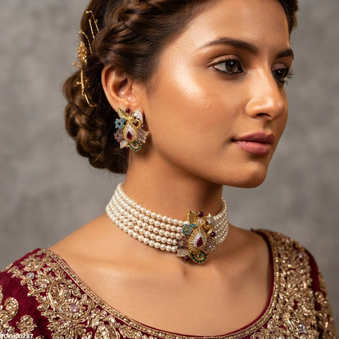 PCKH00287 ABD Tear/Leaf  Golden Choker Set - PCKH