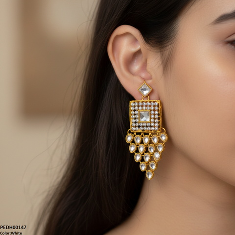 PEDH00147 FRN Square Tear Drop Earrings - PEDH