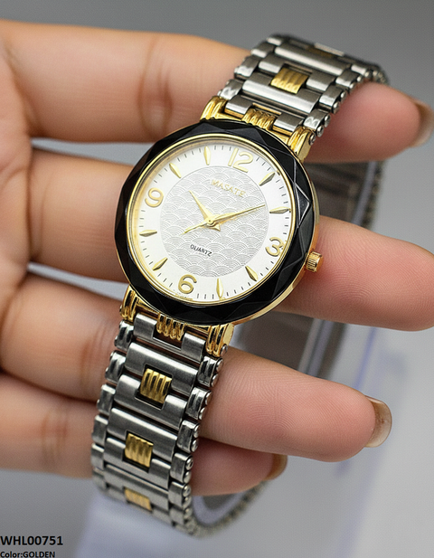 WHL00751 IWA Round Black Bezel Women's Watch - WHL