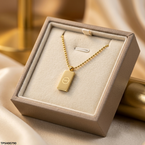 TPSH00790 MMJ Stainless Steel Gold Brick Drop Pendant - TPSH
