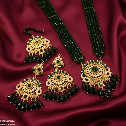 CMLH00074 MZM Flower Pearl Drop Mala Set  - CMLH