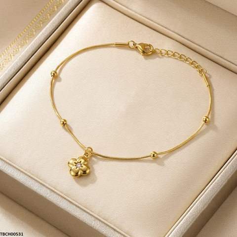 TBCH00531 MMJ Stainless Steel Flower Drop Bracelet - TBCH
