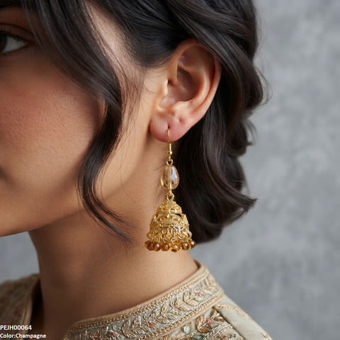 PEJH00064 SDQ Filigree Jhumki Earrings - PEJH