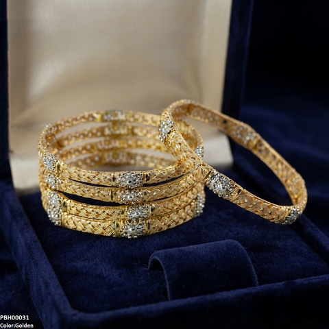PBH00031 AZM Filigree Flower Bangles 5 Pcs Set - PBRH
