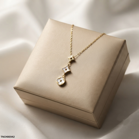TNCH00342 ALQ Stainless Steel Star Round Drop Necklace - TNCH