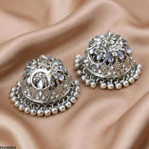 PEJH00053 SDQ Tear Stone  Pearl Drop Jhumki - PEJH