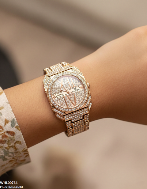 WHL00764 ZWA Round Rhinestone Dial Women's Watch - WHL