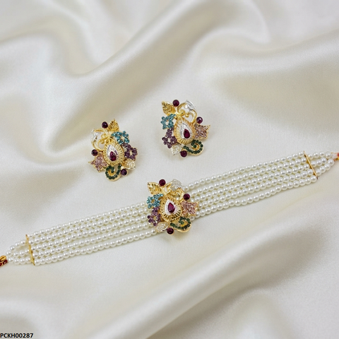 PCKH00287 ABD Tear/Leaf  Golden Choker Set - PCKH