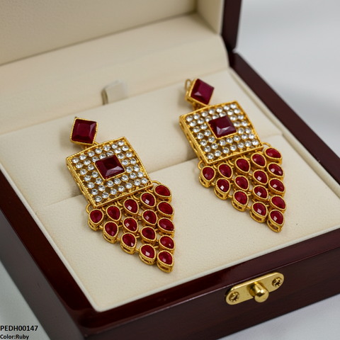 PEDH00147 FRN Square Tear Drop Earrings - PEDH