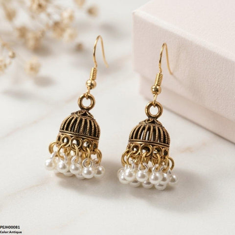 PEJH00081 ABD Round Pearl Drop Jhumki - PEJH