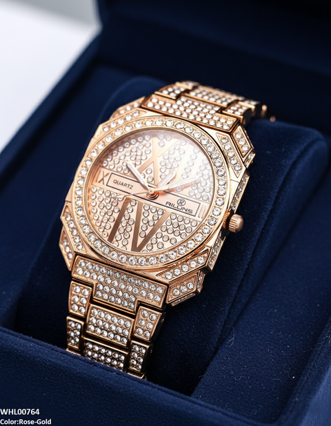 WHL00764 ZWA Round Rhinestone Dial Women's Watch - WHL