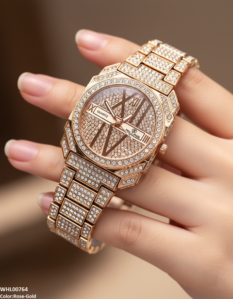 WHL00764 ZWA Round Rhinestone Dial Women's Watch - WHL