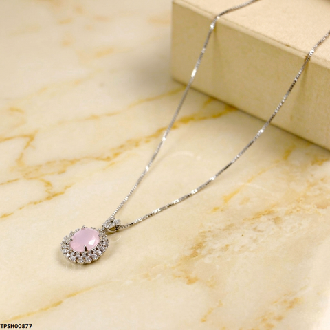TPSH00877  MSJ Oval Drop ZIRCON Pendant With Chain  - TPSH